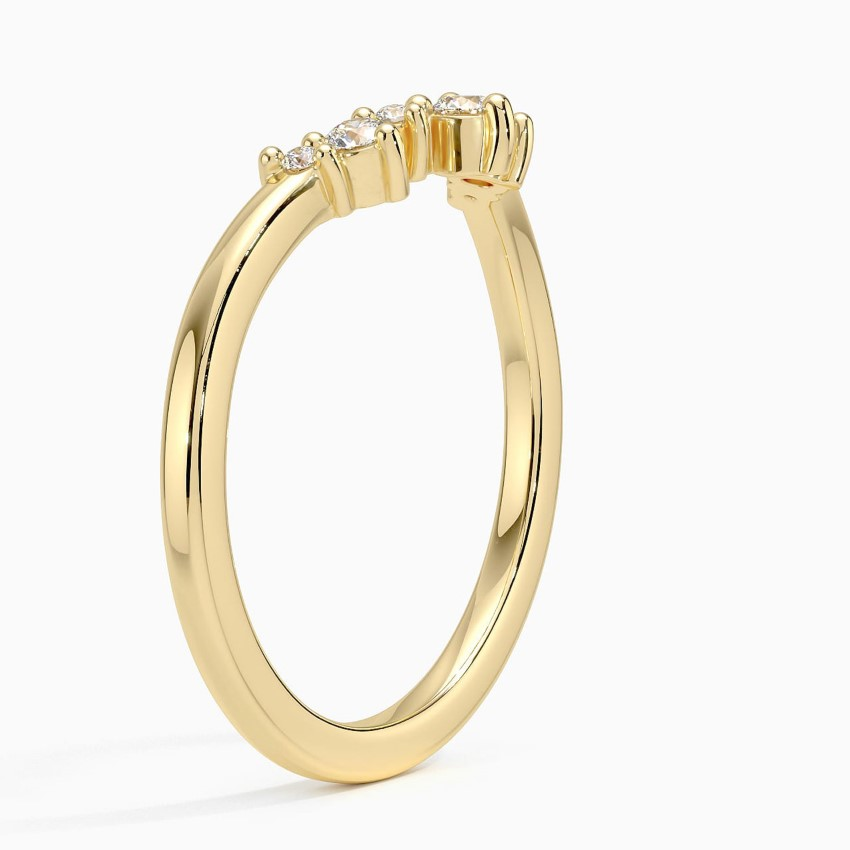 V-Shaped Diamond Ring, Chevron Diamond Wedding Band, Stackable Curved Ring