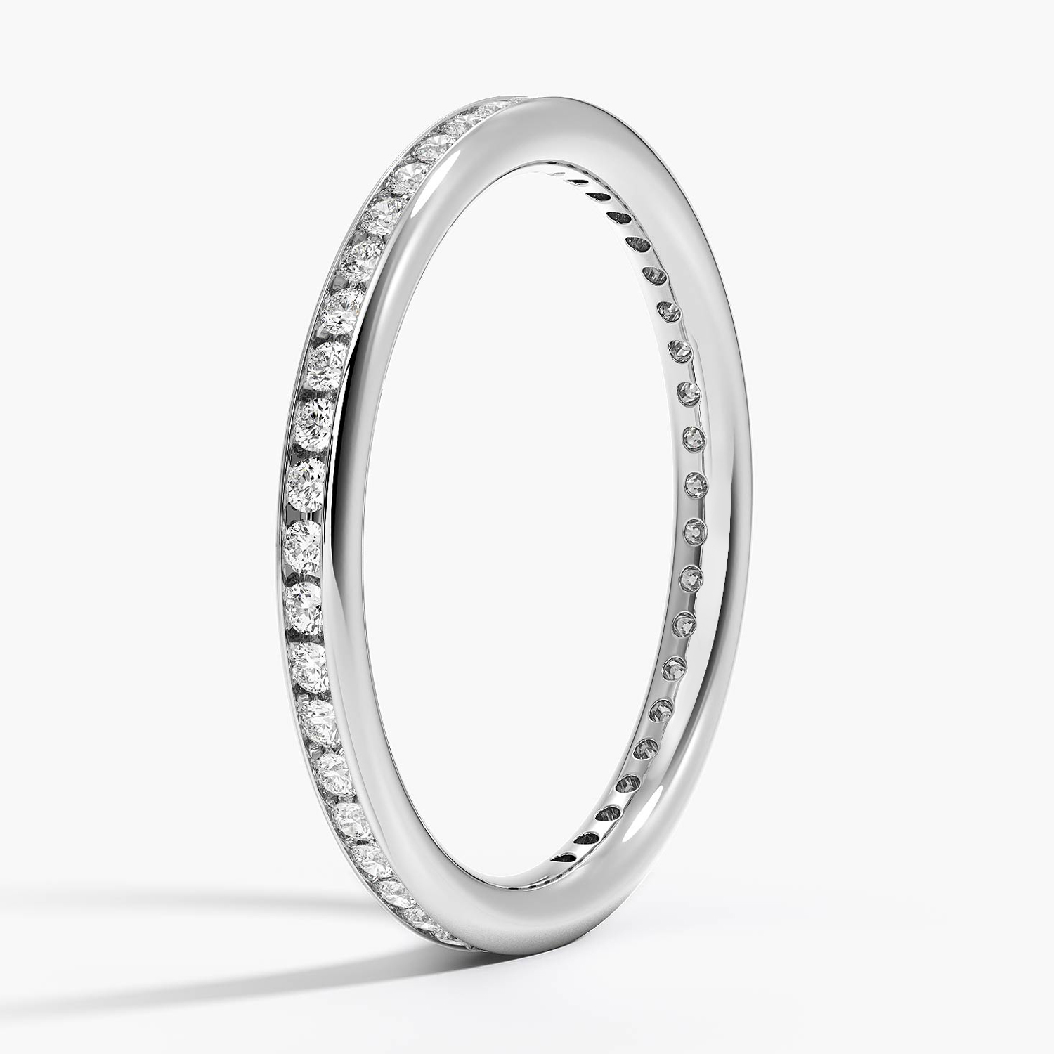 Minimalist Diamond Band Ring, Channel Set Round Diamond Ring, Stackable Wedding Band