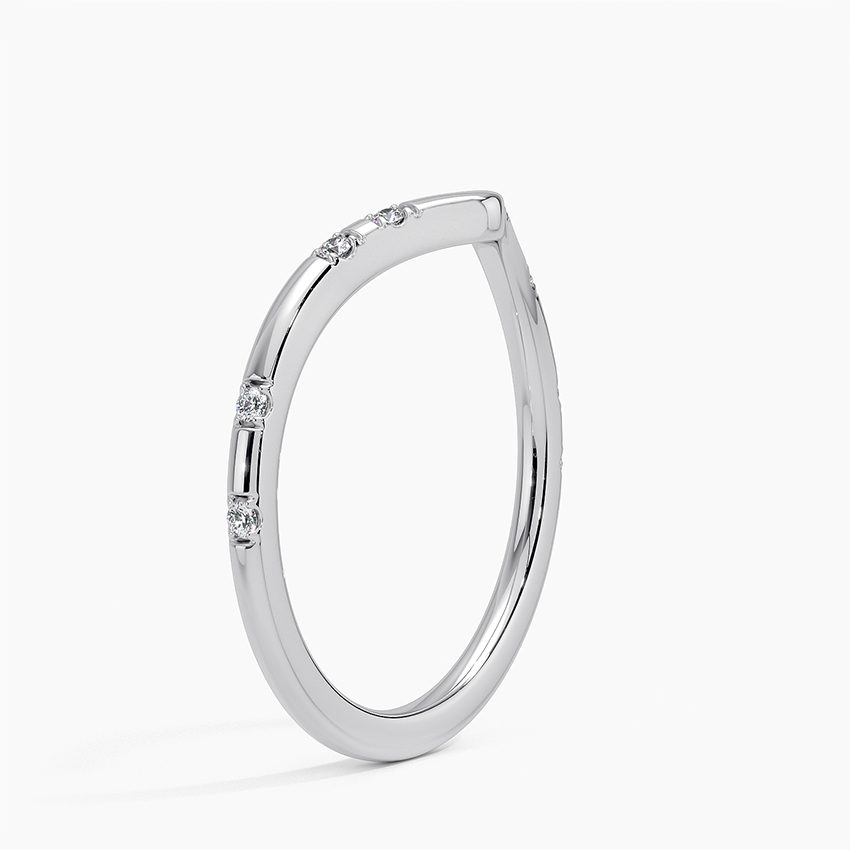 Minimalist V Shape Diamond Band, Chevron Diamond Ring, Stackable Wedding Ring