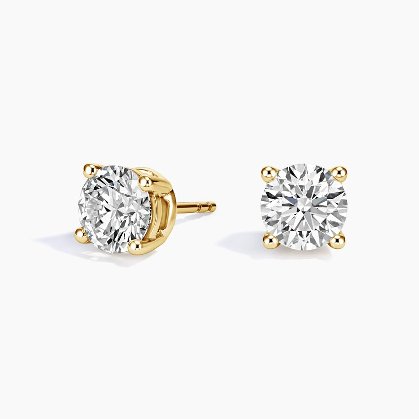 Classic Round Cut Diamond Stud Earrings, Minimalist Everyday Diamond Earrings