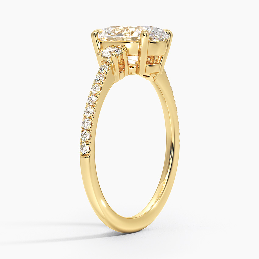 Oval Cut Diamond Engagement Ring with Side Stones, Pave Band Ring, Hidden Accent Diamond Ring