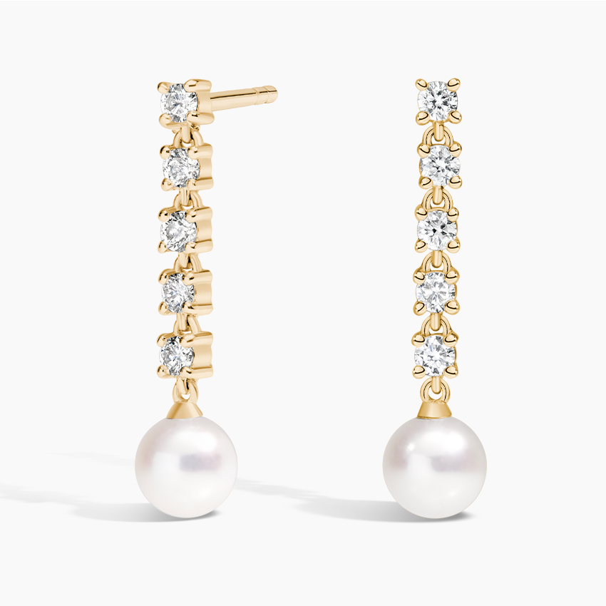 Diamond Pearl Drop Earrings