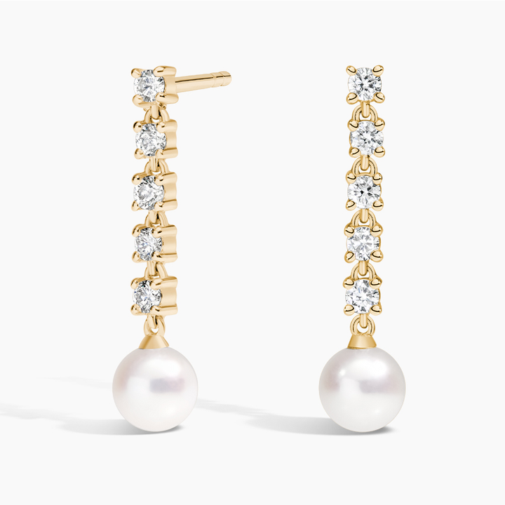 Diamond Pearl Drop Earrings