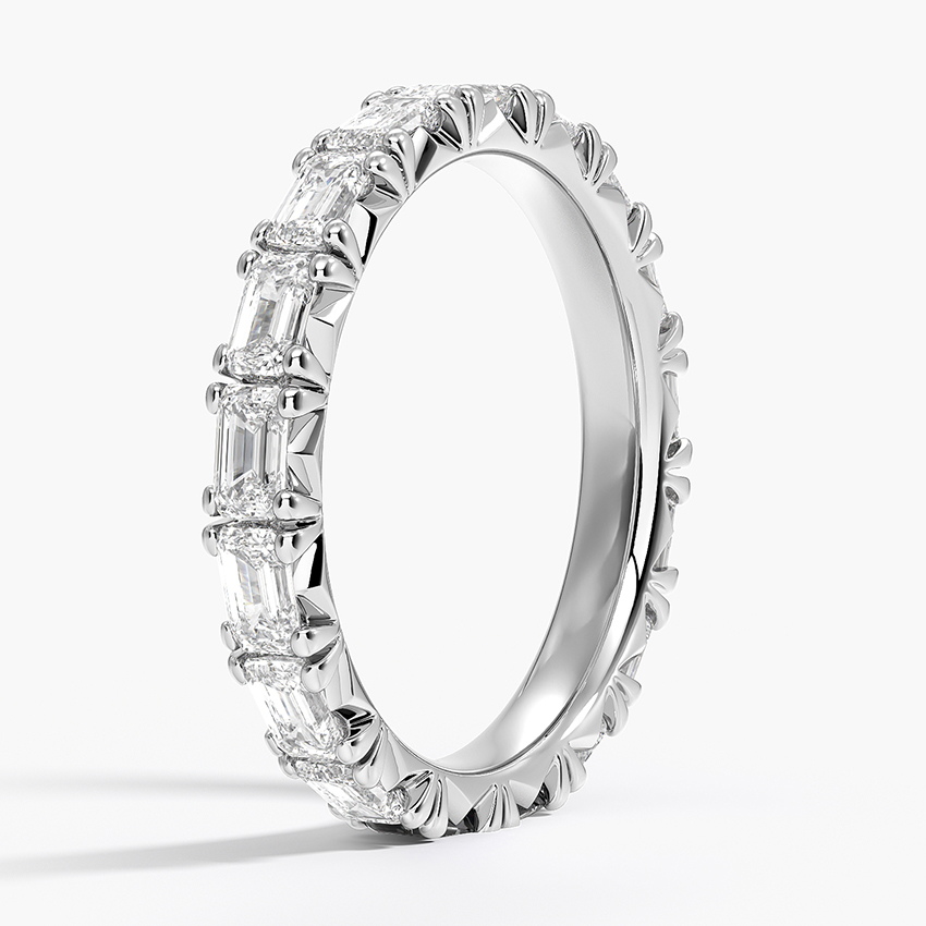Baguette Diamond Eternity Ring, Full Eternity Wedding Band, Emerald Cut Diamond Band