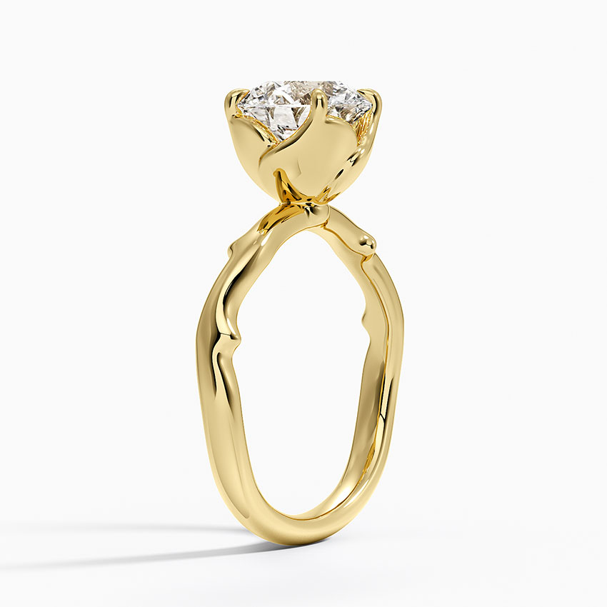 Twisted Vine Solitaire Diamond Engagement Ring, Round Cut Moissanite Ring, Unique Nature Inspired Gold Ring