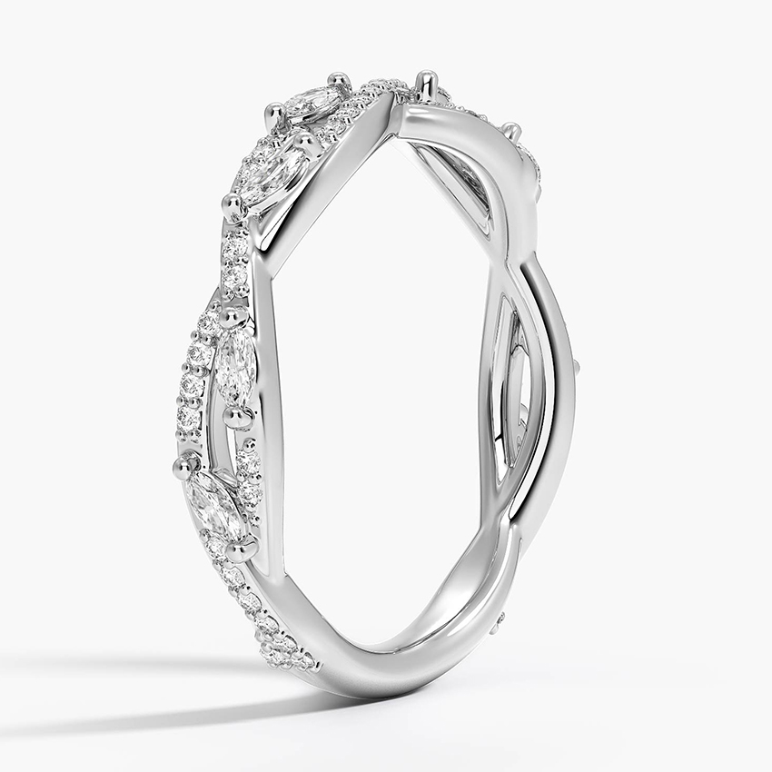 Infinity Twist Diamond Ring, Marquise & Round Diamond Wedding Band, Stackable Promise Ring