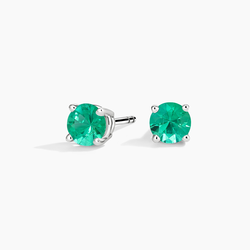 Emerald Solitaire Stud Earrings