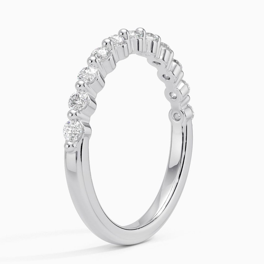Minimalist Diamond Wedding Band, Round Cut Stackable Ring, Half Eternity Diamond Band