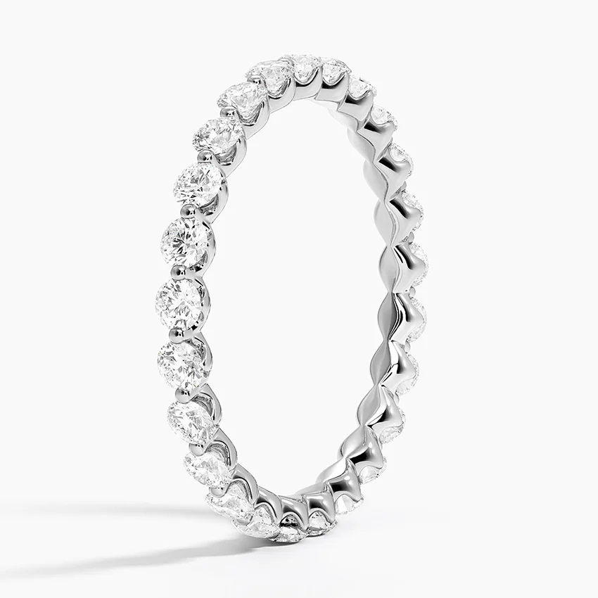 Round Diamond Half Eternity Band, Twisted Rope Wedding Ring, Minimalist Stackable Anniversary Band