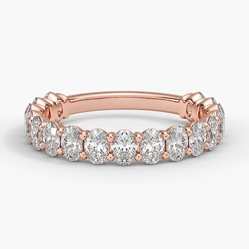 Oval Cut Diamond Eternity Band Ring, Full Eternity Wedding Band, Stackable Diamond Ring