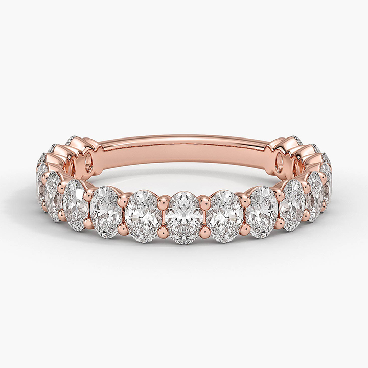 Oval Cut Diamond Eternity Band Ring, Full Eternity Wedding Band, Stackable Diamond Ring
