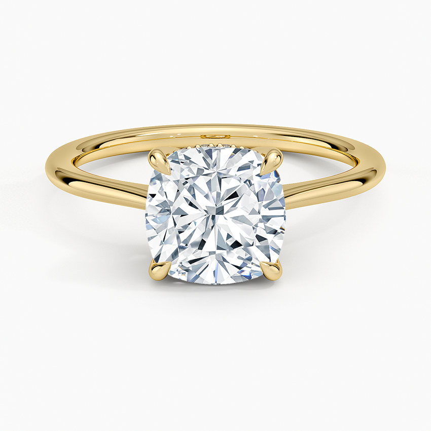Round Cut Solitaire Diamond Engagement Ring, 4 Prong Minimalist Ring, Classic Gold Proposal Ring