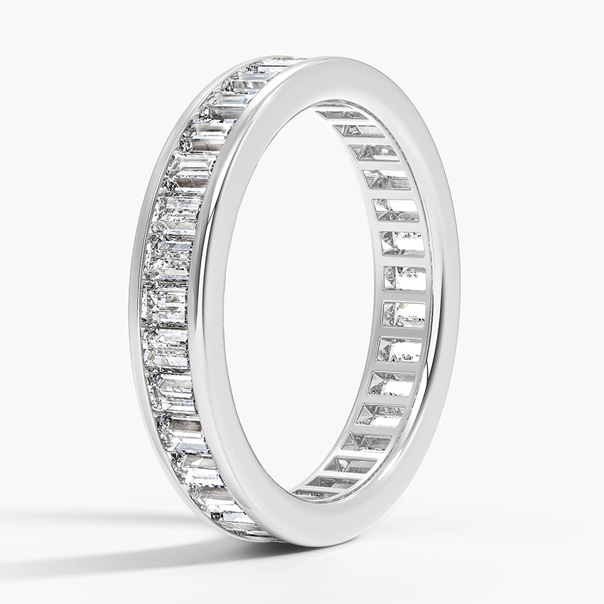 Baguette Diamond Eternity Ring, Full Eternity Band, Gold Wedding Band