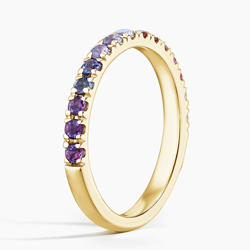 Rainbow Sapphire Eternity Band Ring, Multi Color Gemstone Ring, Minimalist Wedding Band Gift