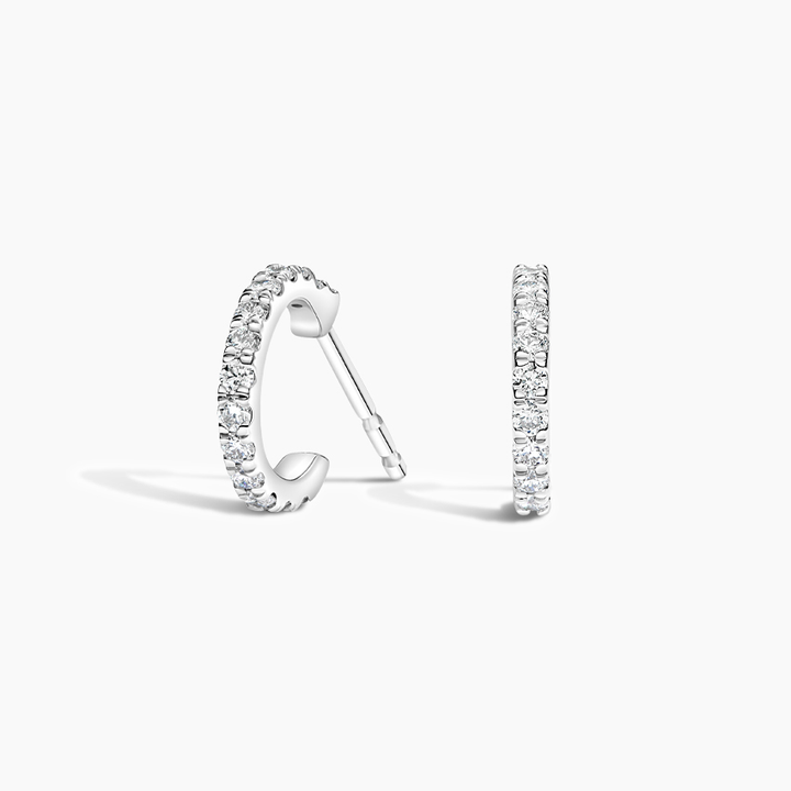 Diamond Huggie Hoop Earrings, Minimalist Diamond Hoop Studs, Everyday Diamond Huggies