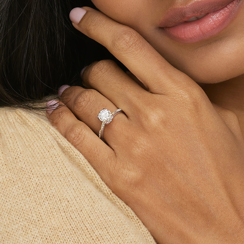 Oval Cut Diamond Engagement Ring, Twisted Band Ring,Unique Solitaire Promise Ring