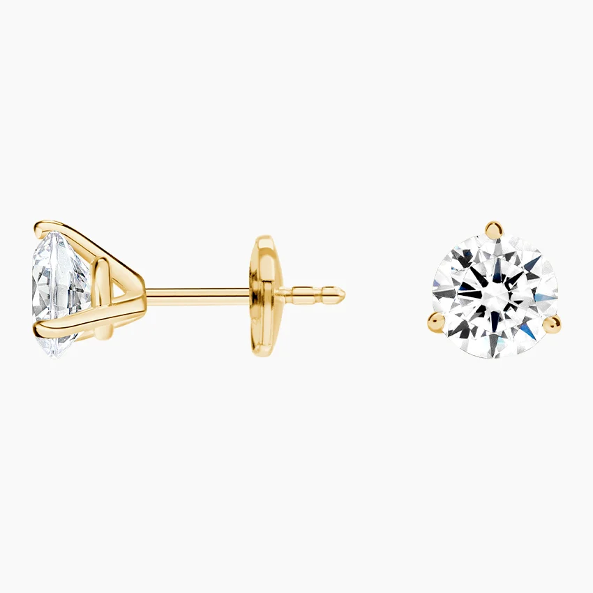 Round Cut Diamond Stud Earrings, Classic Solitaire Diamond Earrings, Minimalist Everyday Jewelry Gift