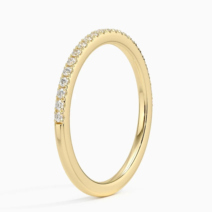 Minimalist Diamond Eternity Band Ring, Thin Stackable Wedding Band, Anniversary Gift