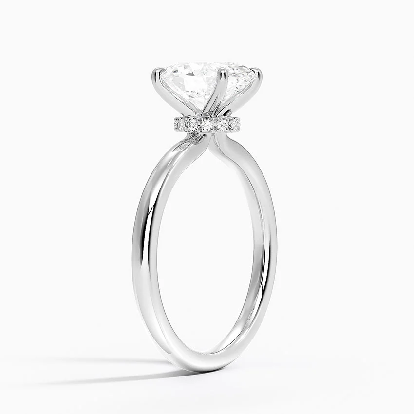 Oval Cut Diamond Solitaire Engagement Ring, 4 Prong Classic Setting, Solid Gold Ring