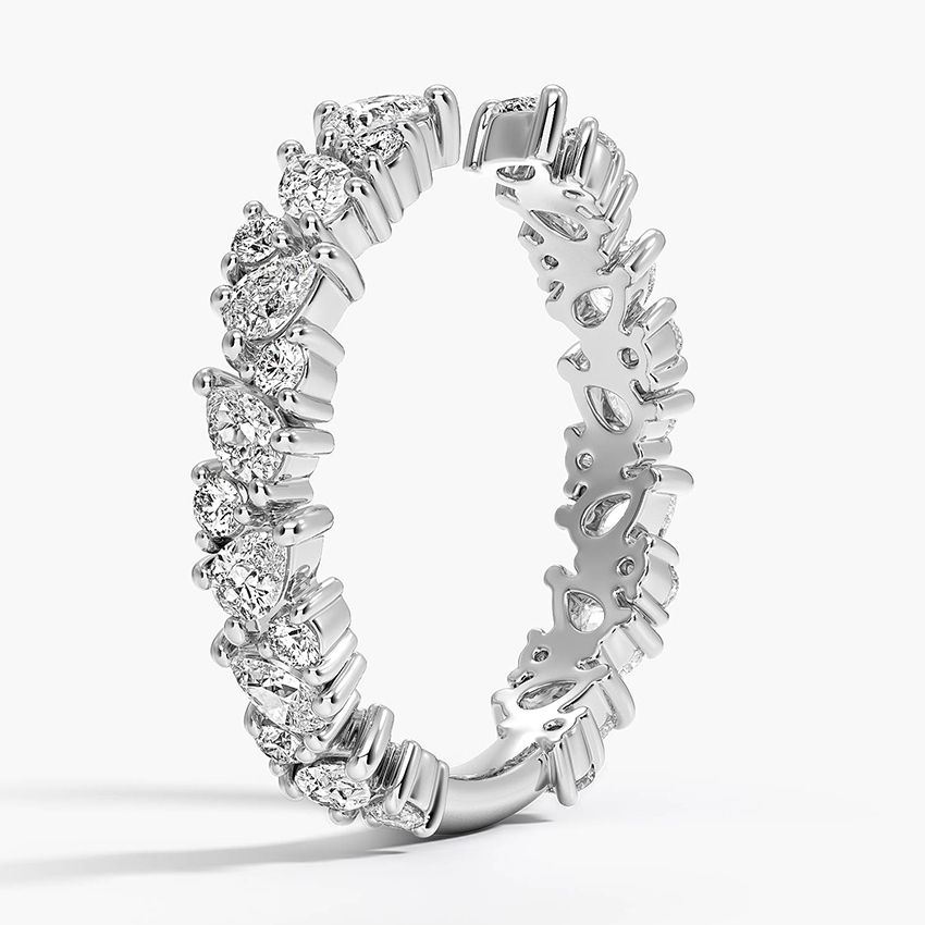 Open Diamond Cuff Ring, Marquise & Round Cut Diamond Ring, Fine Jewelry Gift for Her