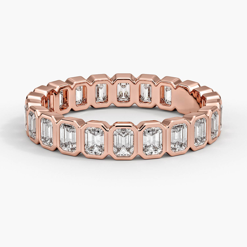 Emerald Cut Diamond Eternity Band, Full Eternity Ring, Bezel Set Diamond Wedding Band