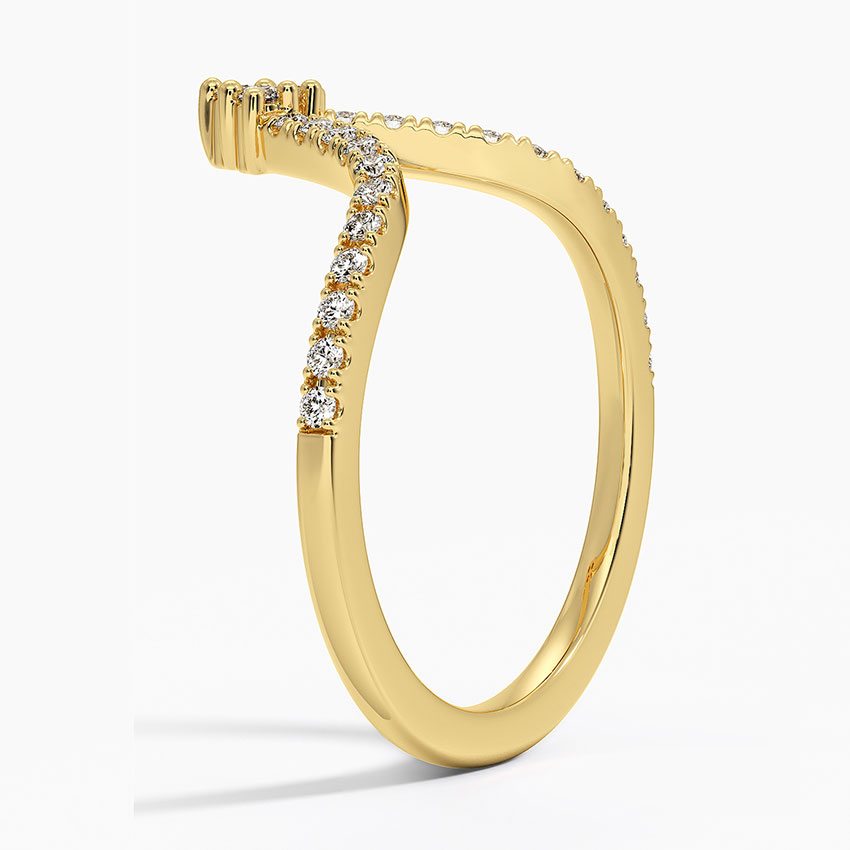 V Shape Diamond Ring, Chevron Wedding Band, Curved Diamond Ring