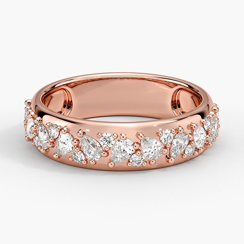 Pear Shape Diamond Wedding Band, Half Eternity Diamond Ring, Gold Anniversary Band