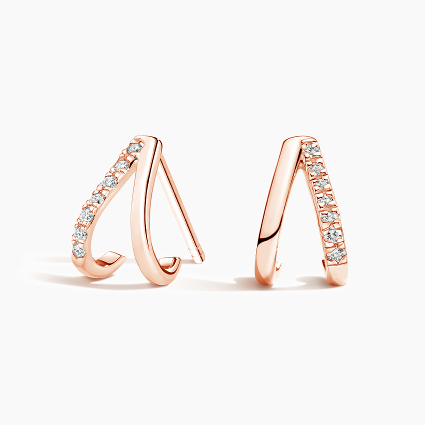 Diamond Curved Huggie Hoop Earrings