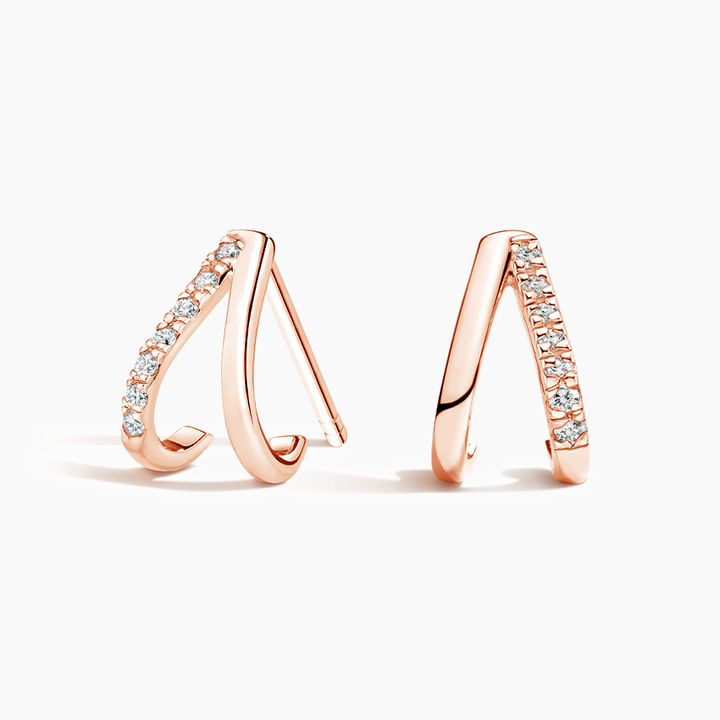 Diamond Curved Huggie Hoop Earrings