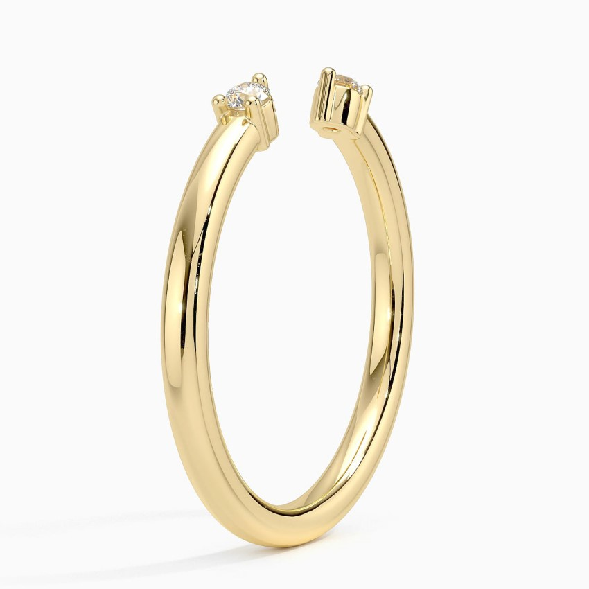 Minimalist Open Diamond Ring, Adjustable Cuff Ring, Dainty Solitaire Diamond Stackable Ring