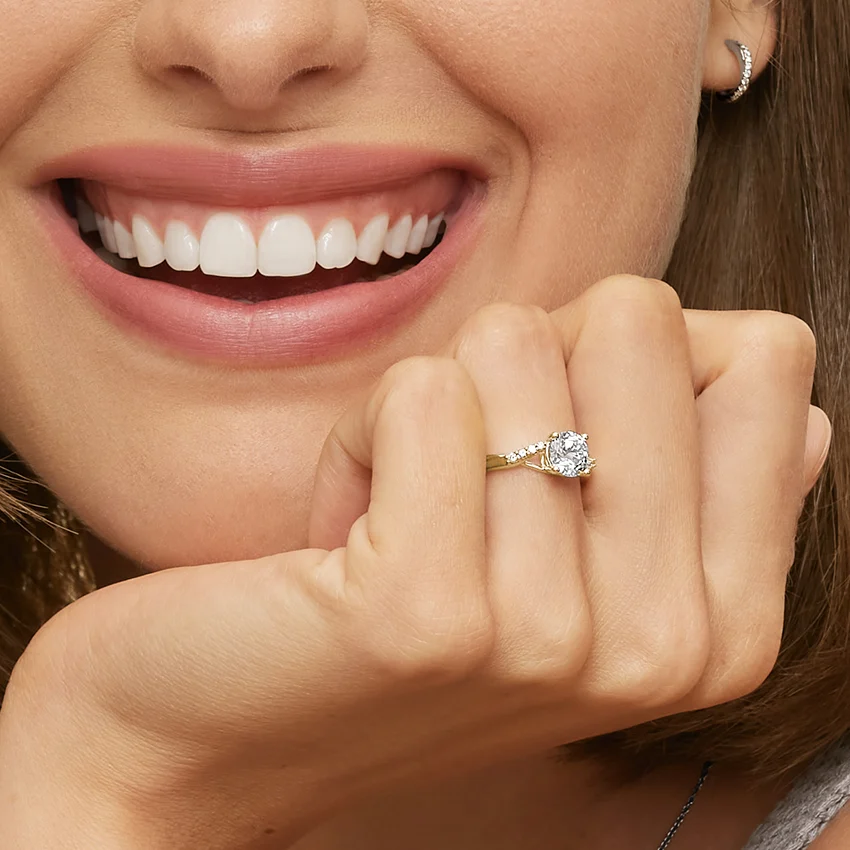 Twisted Split Shank Moissanite Engagement Ring, Round Cut Solitaire Diamond Ring, Promise Ring for Women