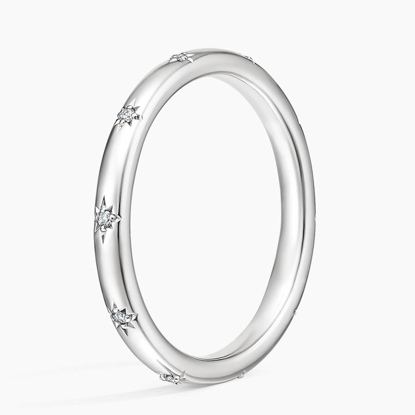 Star Set Diamond Band Ring, Minimalist Celestial Diamond Ring, Dainty Stackable Ring (Copy)