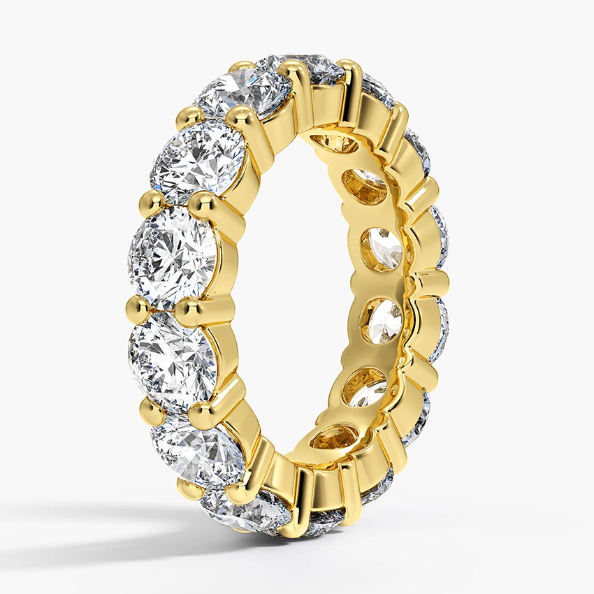 Round Brilliant Diamond Eternity Ring, Full Band Wedding Ring, Luxury Stackable Band