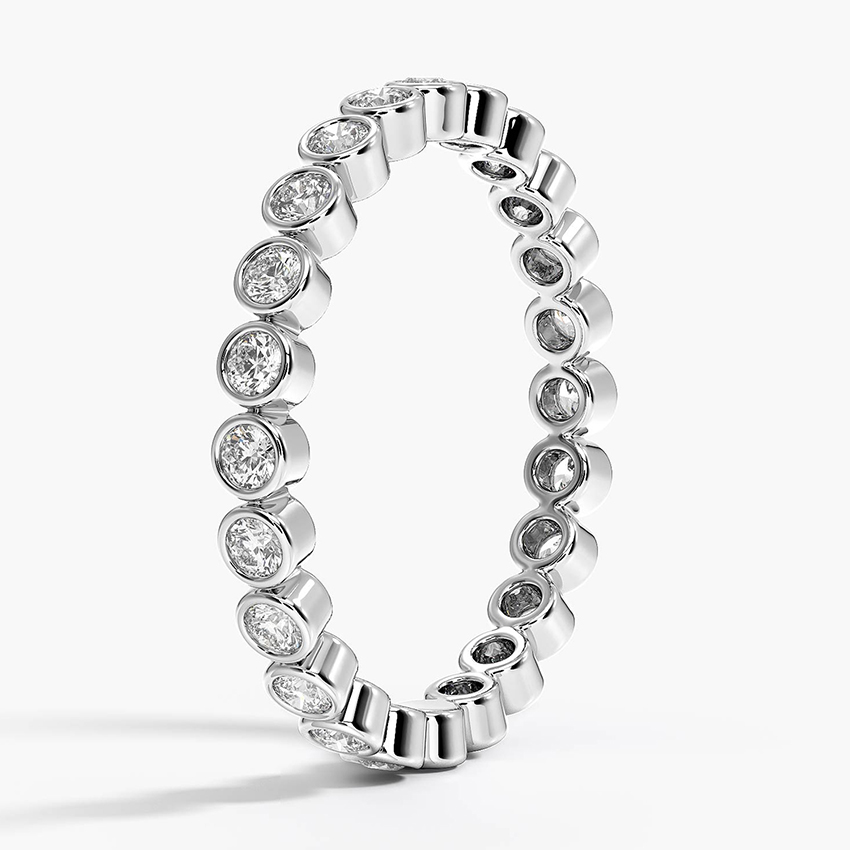 Bezel Set Diamond Eternity Band Ring, Round Cut Full Eternity Ring, Minimalist Wedding Band