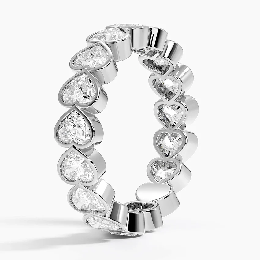 Heart Shape Diamond Eternity Band Ring, Full Eternity Wedding Band, Pear Cut Diamond Ring