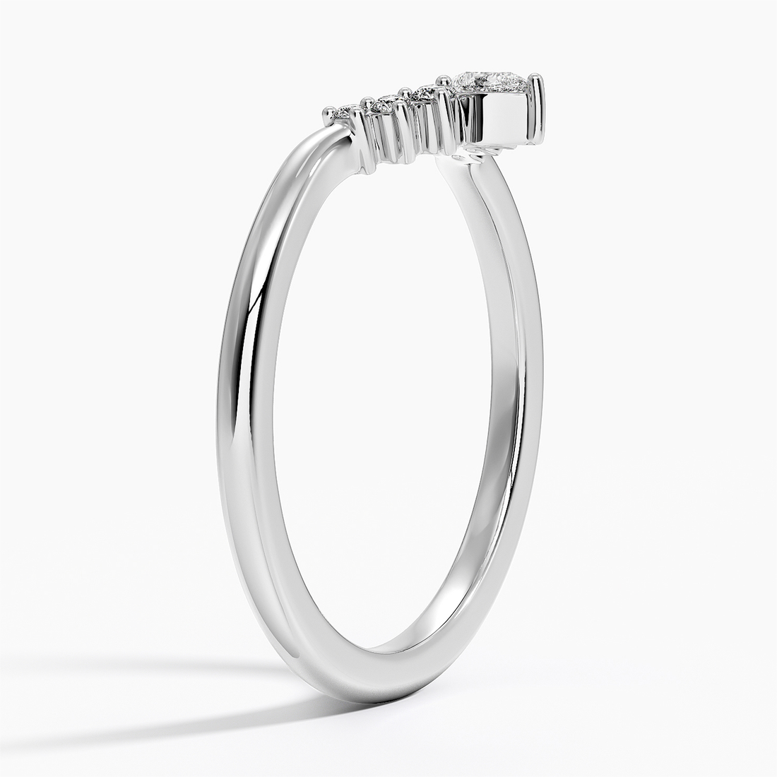 Pear Shaped Diamond V Band Ring, Curved Wedding Band, Minimalist Nesting Ring
