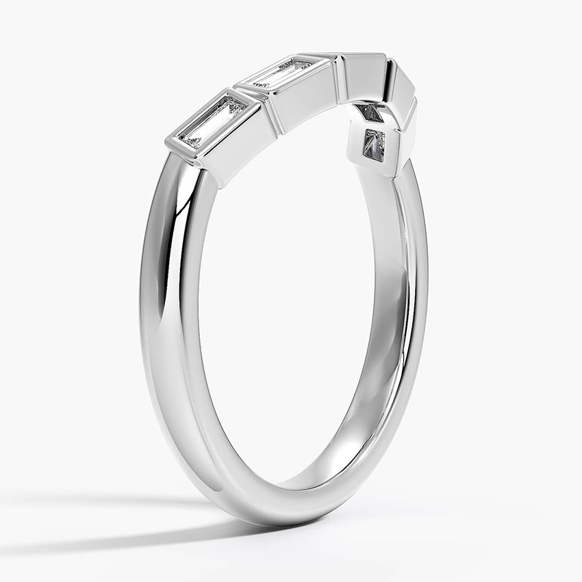 Baguette Diamond Band Ring, Bezel Set Diamond Ring, Minimalist Wedding Band