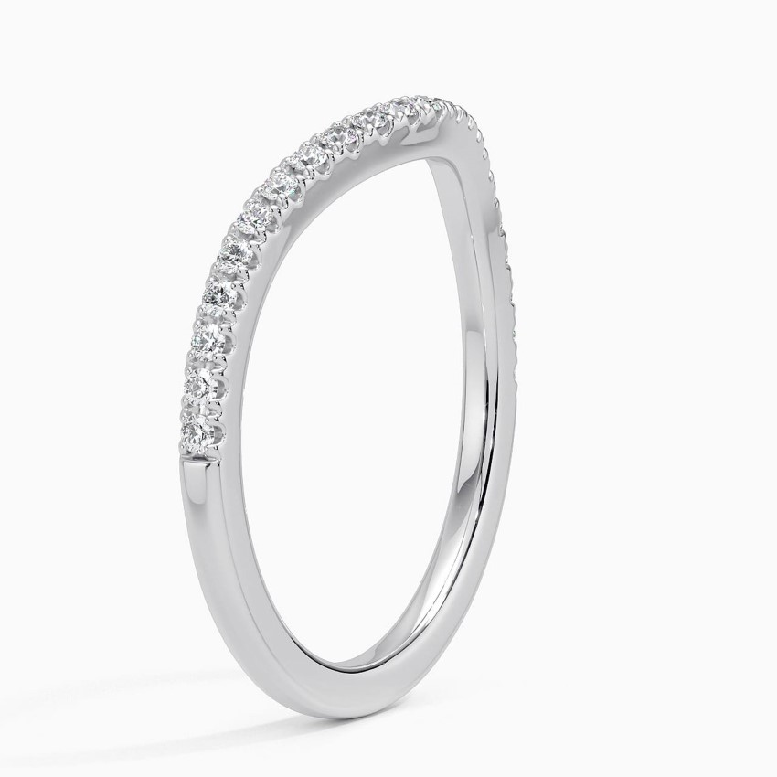 V Shape Diamond Wedding Band, Curved Chevron Diamond Ring, Stackable Wedding Ring