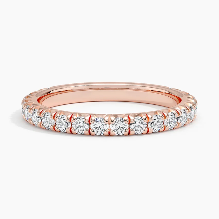 Round Cut Diamond Eternity Band, Full Eternity Wedding Ring, Minimalist Diamond Band