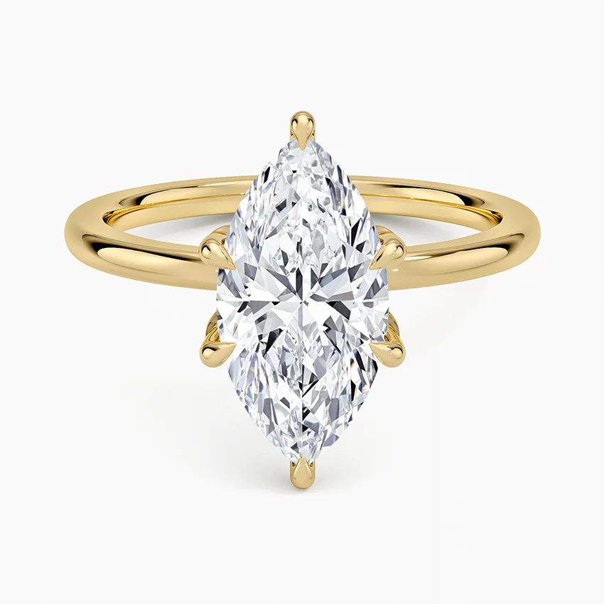 Marquise Cut Solitaire Diamond Engagement Ring, 4 Prong Setting, Minimalist Promise Ring