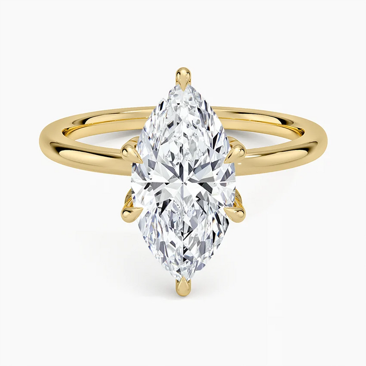 Marquise Cut Solitaire Diamond Engagement Ring, 4 Prong Setting, Minimalist Promise Ring