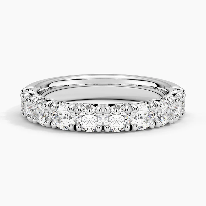 Round Cut Diamond Eternity Band Ring, Half Eternity Diamond Ring, Anniversary Gift for Her