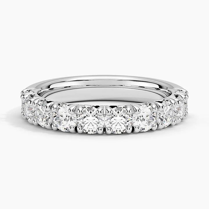 Round Cut Diamond Eternity Band Ring, Half Eternity Diamond Ring, Anniversary Gift for Her
