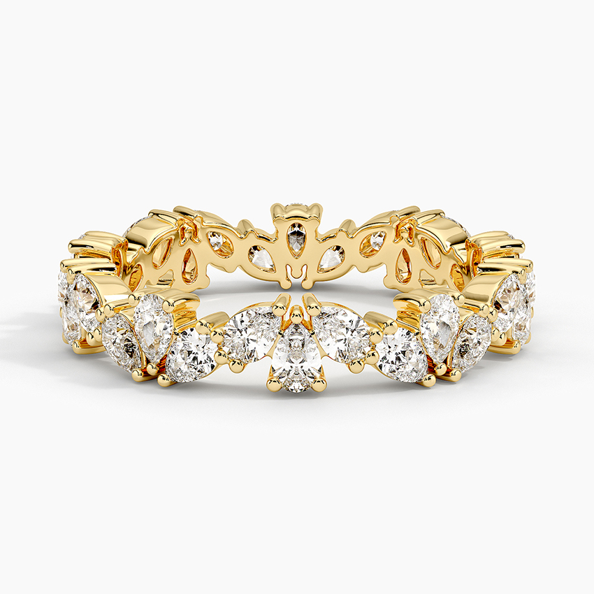 Marquise & Round Diamond Eternity Band, Full Eternity Wedding Ring, Gold Anniversary Band