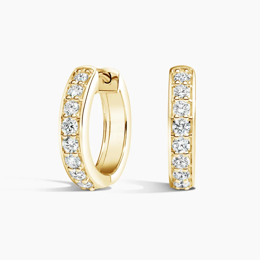Classic Diamond Hoop Earrings, Minimalist Huggie Hoops, Everyday Diamond Earrings