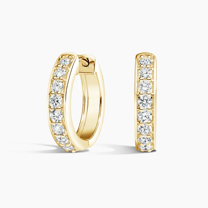Classic Diamond Hoop Earrings, Minimalist Huggie Hoops, Everyday Diamond Earrings
