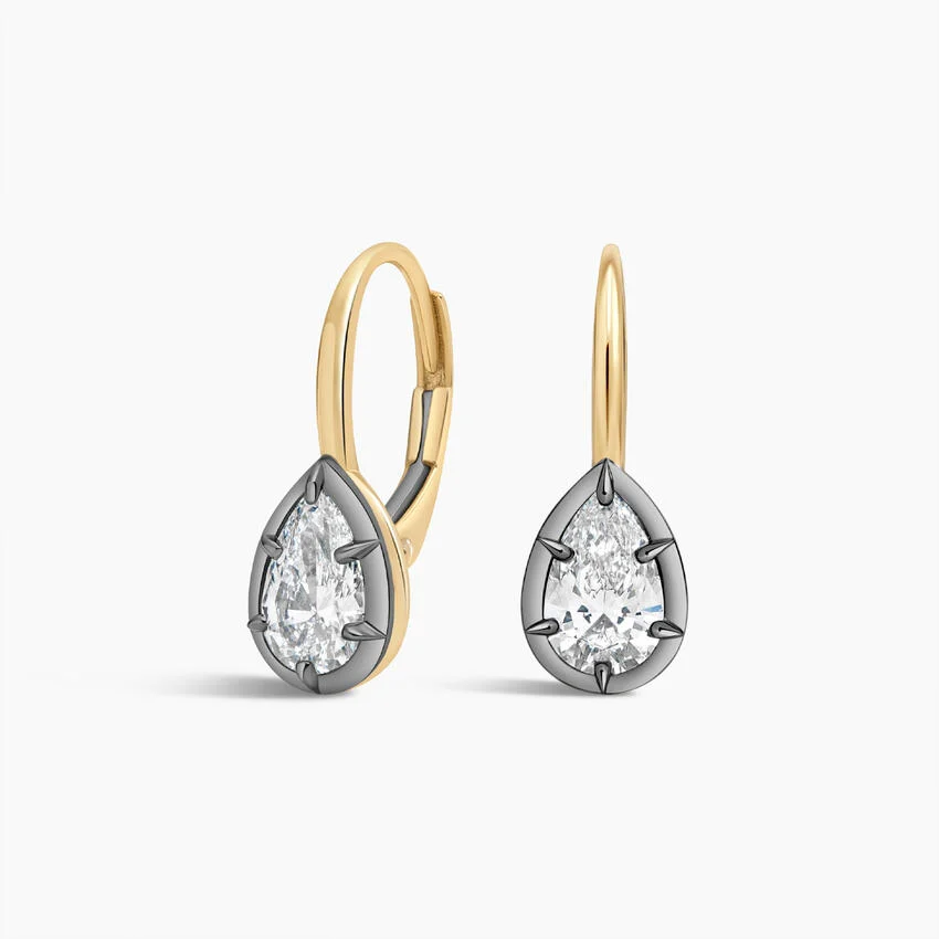 Pear Cut Diamond Drop Huggie Earrings