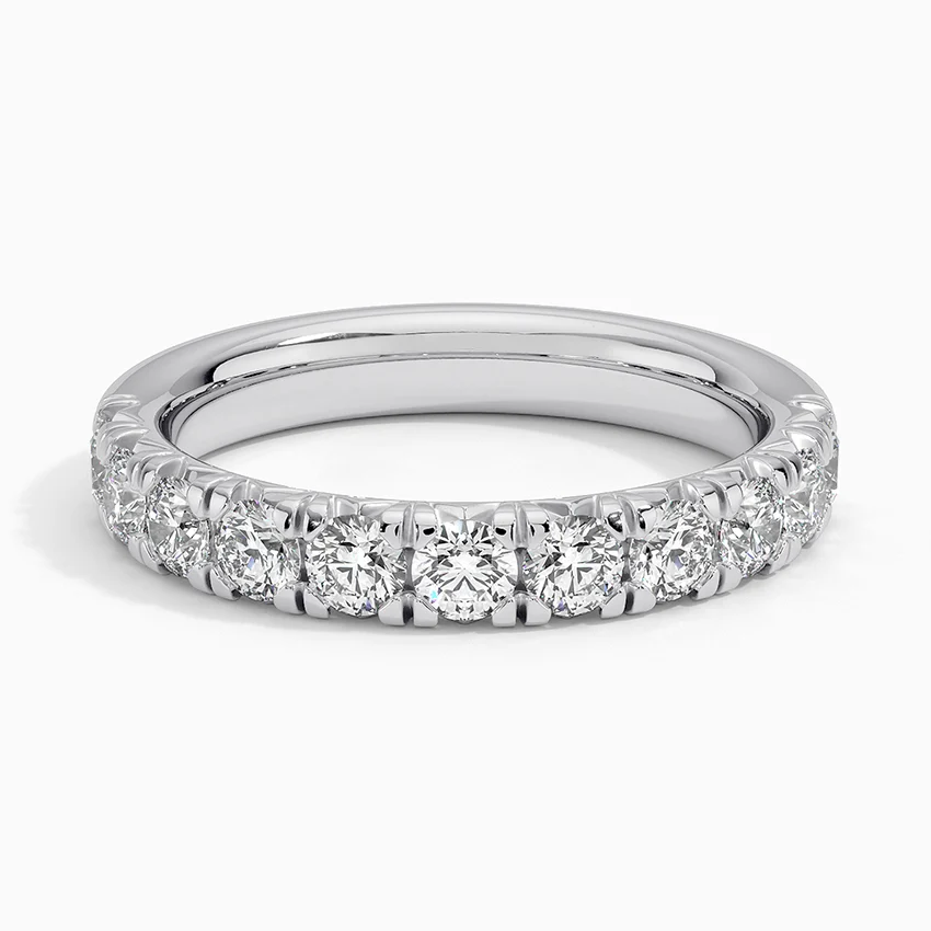 Half Eternity Diamond Wedding Band Ring, Round Cut Prong Set Anniversary Ring, Bridal Minimalist Jewelry