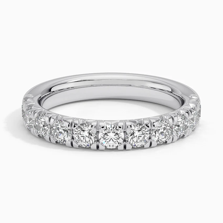 Half Eternity Diamond Wedding Band Ring, Round Cut Prong Set Anniversary Ring, Bridal Minimalist Jewelry
