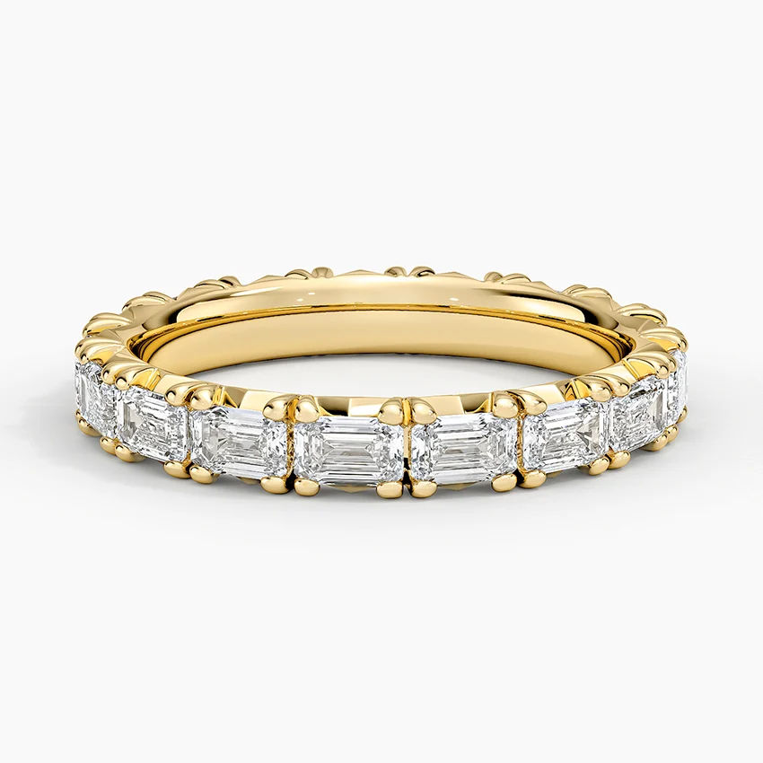 Baguette Diamond Eternity Ring, Full Eternity Wedding Band, Emerald Cut Diamond Band